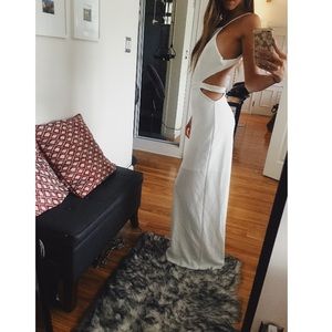 Long White Halter Dress with Cutouts